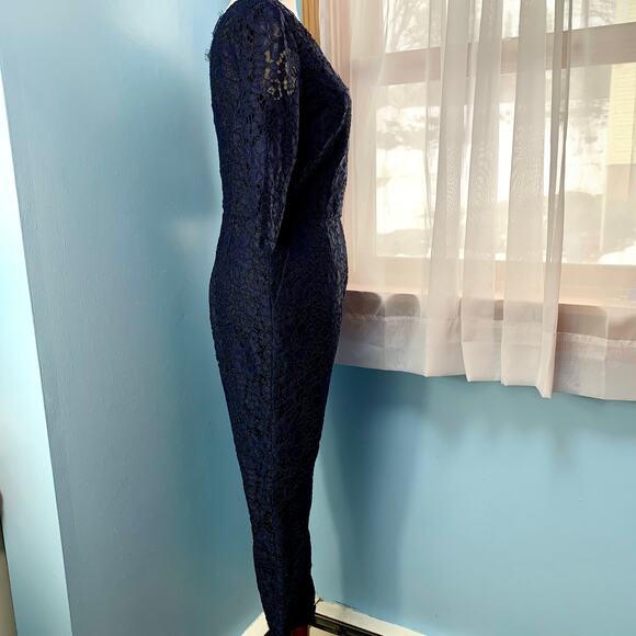 Anthropologie Elevenses Navy Lace Jumpsuit Size 2 - Picture 7 of 11